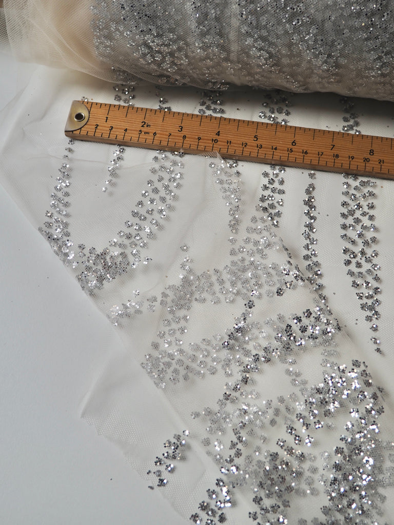Ivory + Silver Zebra Glitter Tulle
