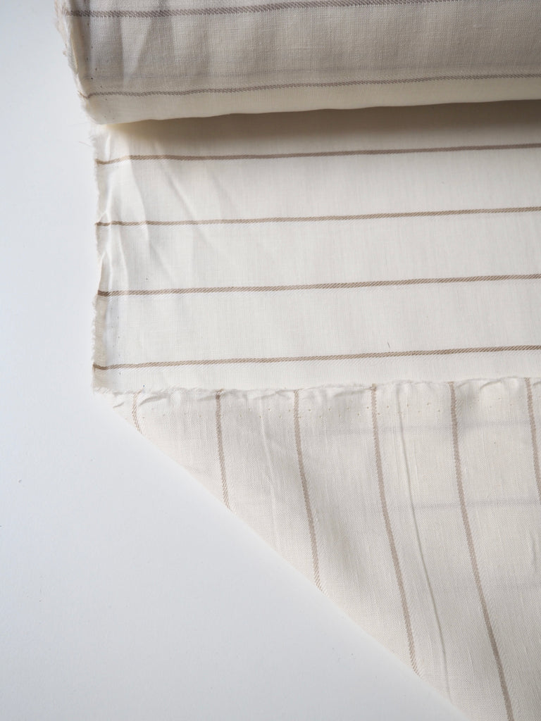 Cream Coffee Twill Stripe Cotton