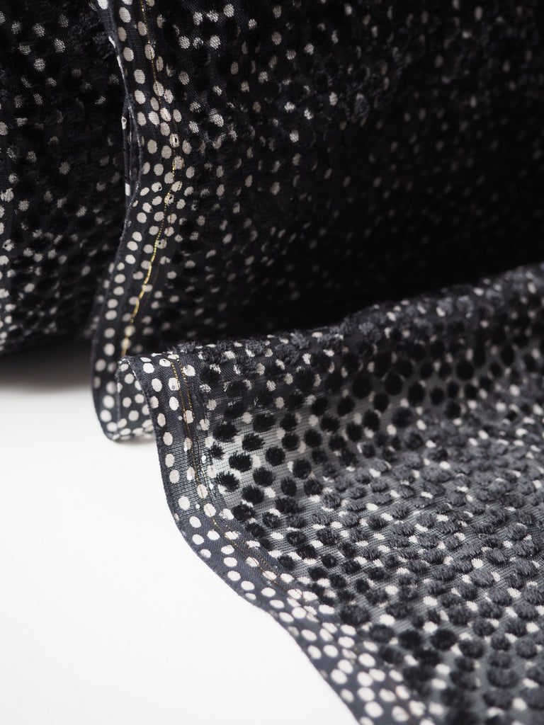 Monochrome Spot Velvet Burnout Silk Chiffon