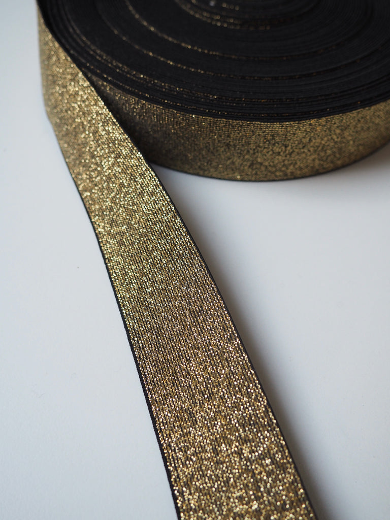 Gold Metallic Lurex Elastic 35mm