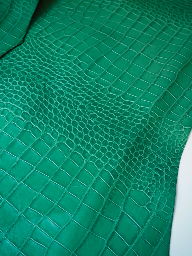 Green Embossed Crocodile Calfskin