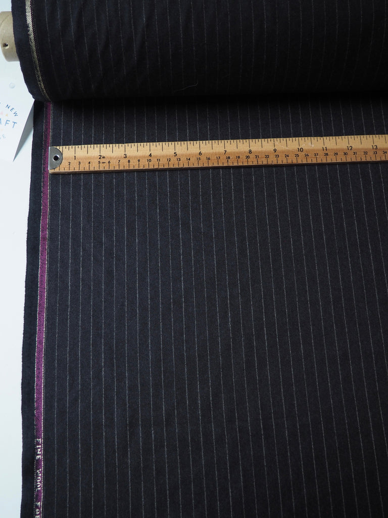 Charcoal Pinstripe Wool Flannel