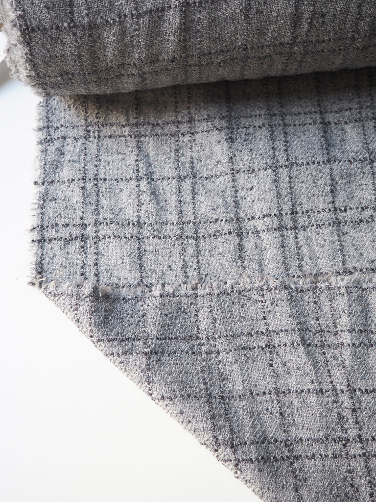 Grey Check Linen Bouclé