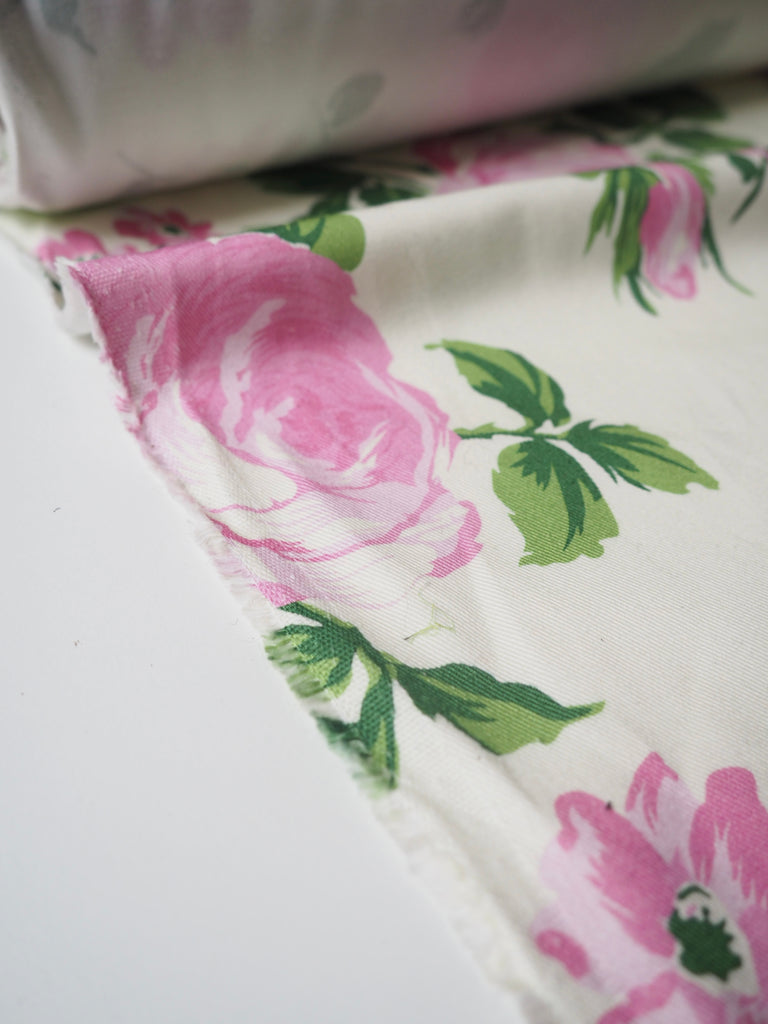 Fresh Rose Bloom Cotton Twill