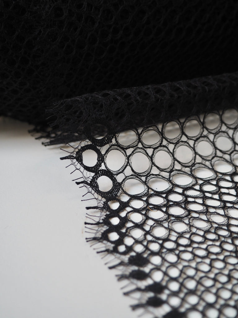 Black Bubble Corded Scallop Lace