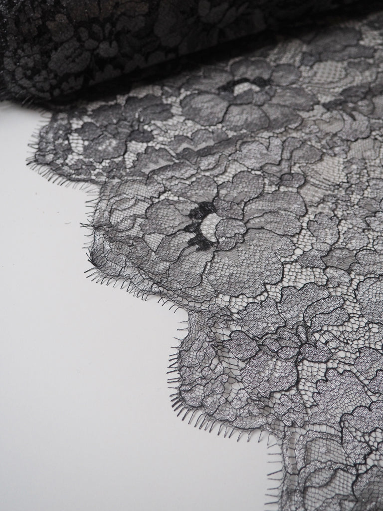 Silver Bloom Lurex Scallop Lace