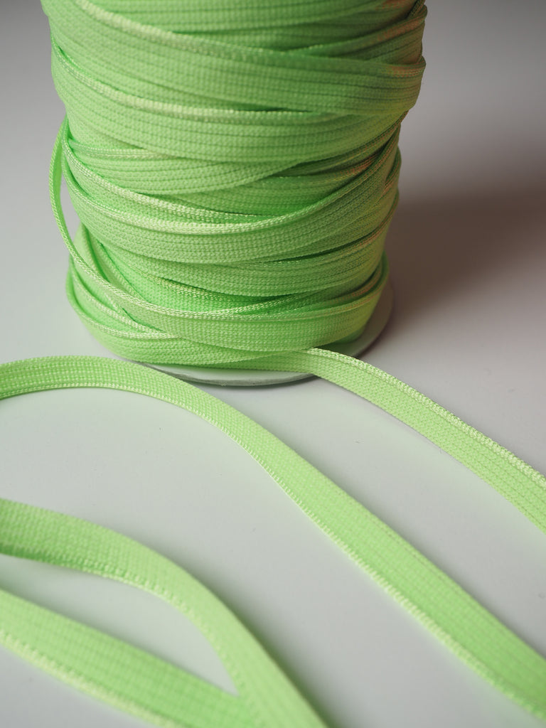 Shindo Neon Lime Green Woven Satin Piping 10mm