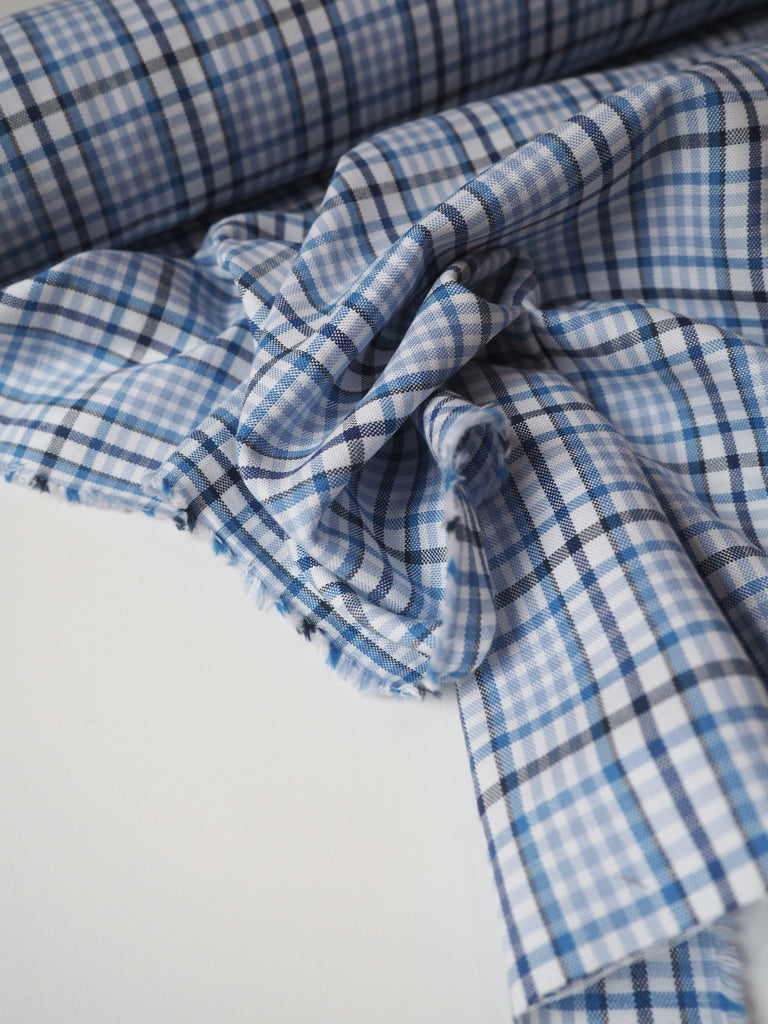 Blue Check Cotton/Viscose