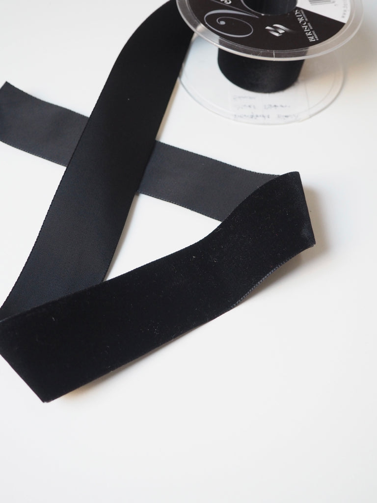 Berisfords Black Velvet Ribbon 36mm