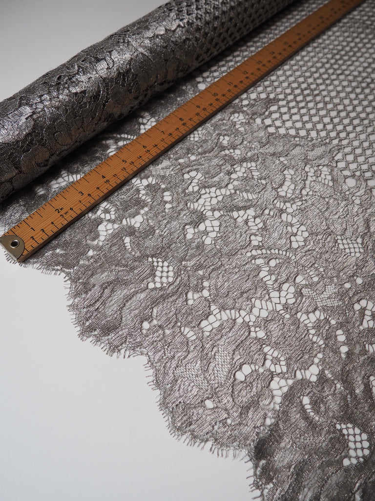 Pewter Armour Scalloped Lurex Lace