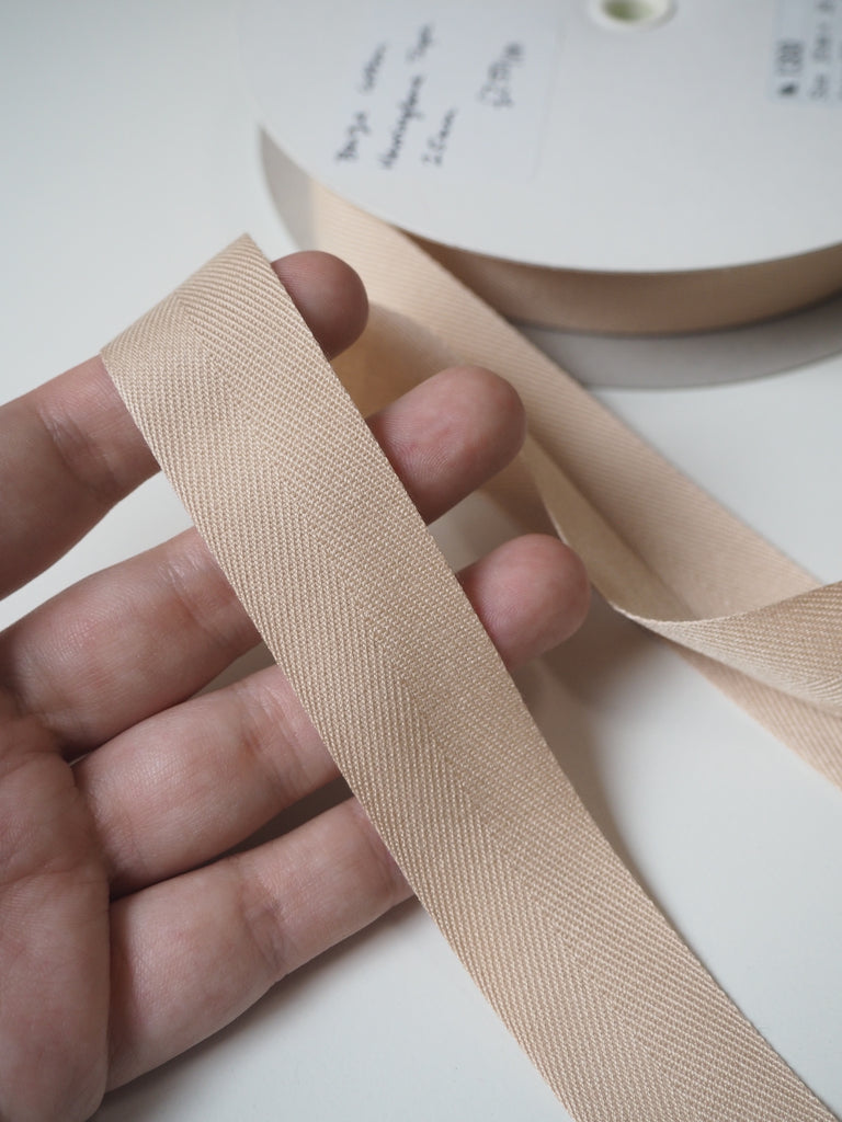 Beige Herringbone Cotton Tape 25mm