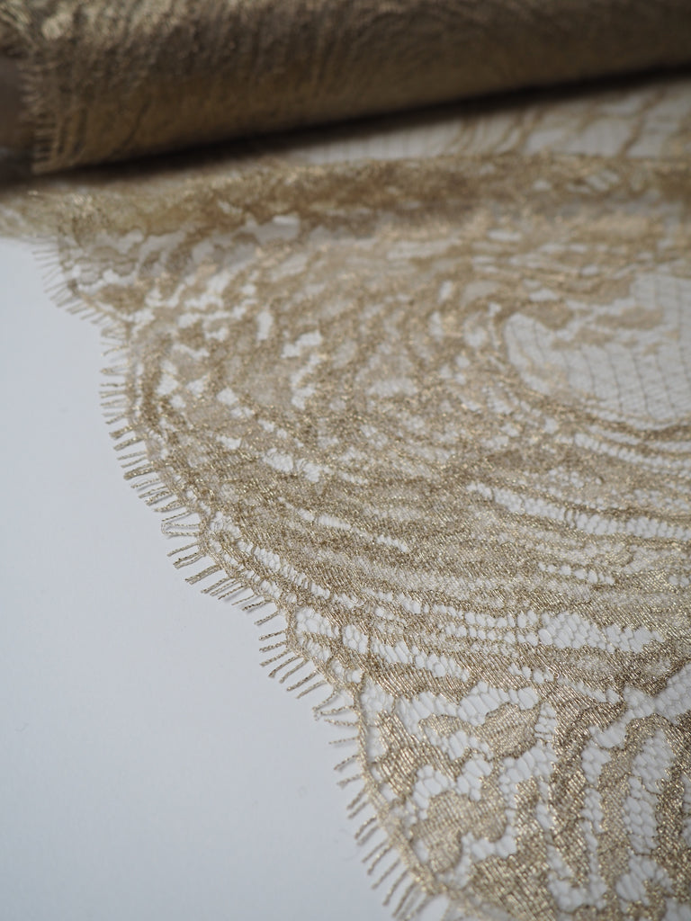 Golden Swirls Scalloped Lurex Lace