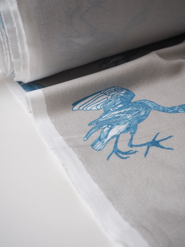 Blue Spoonbill Organic Cotton Interlock Jersey