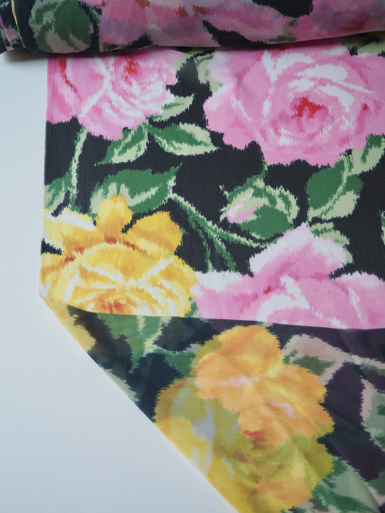 Pink + Yellow Rose Warped Chiffon