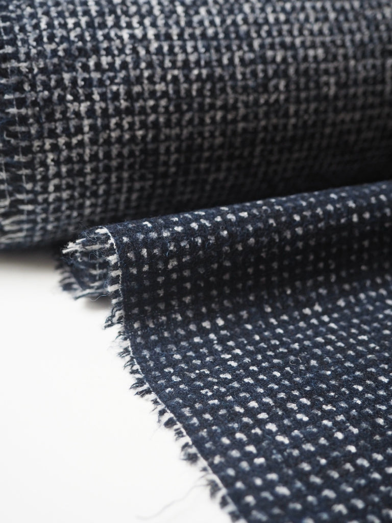 Blue Grid Alpaca/Cotton Wool