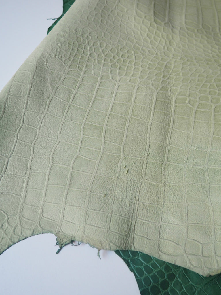 Green Embossed Crocodile Calfskin