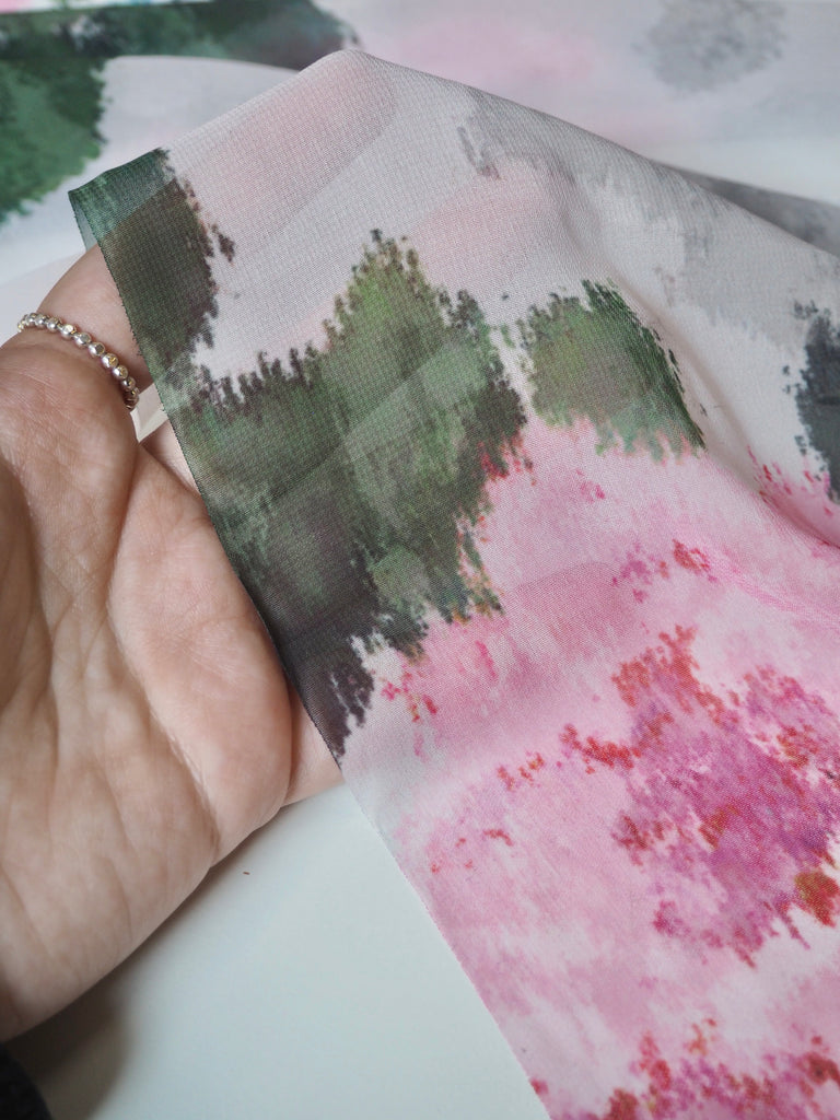 Pink Rose Warped Chiffon