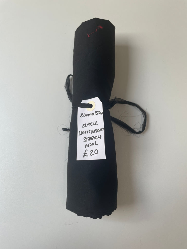 Black Lightweight Stretch Wool Remnant