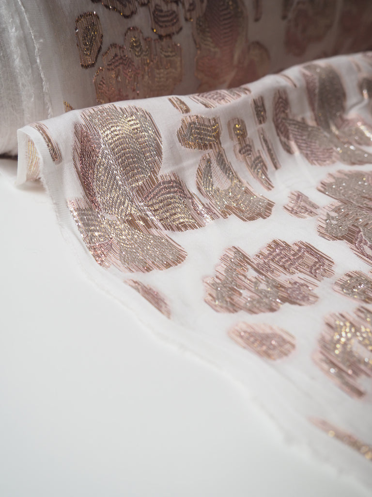 Pink + Gold Lurex Brocade Organza