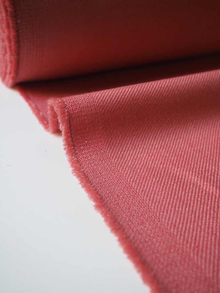 Salmon Pink Sateen Wool Twill