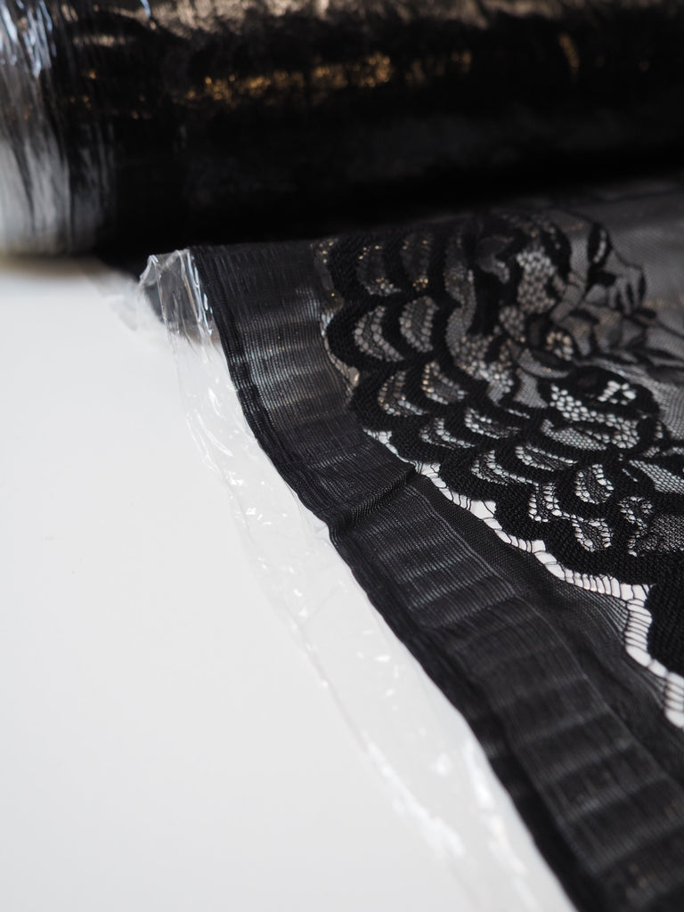 Black Plastic-Backed Scallop Lace