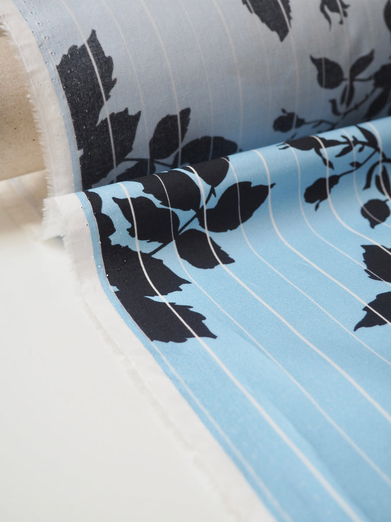 Black Rose Stripe Light Cotton Poplin