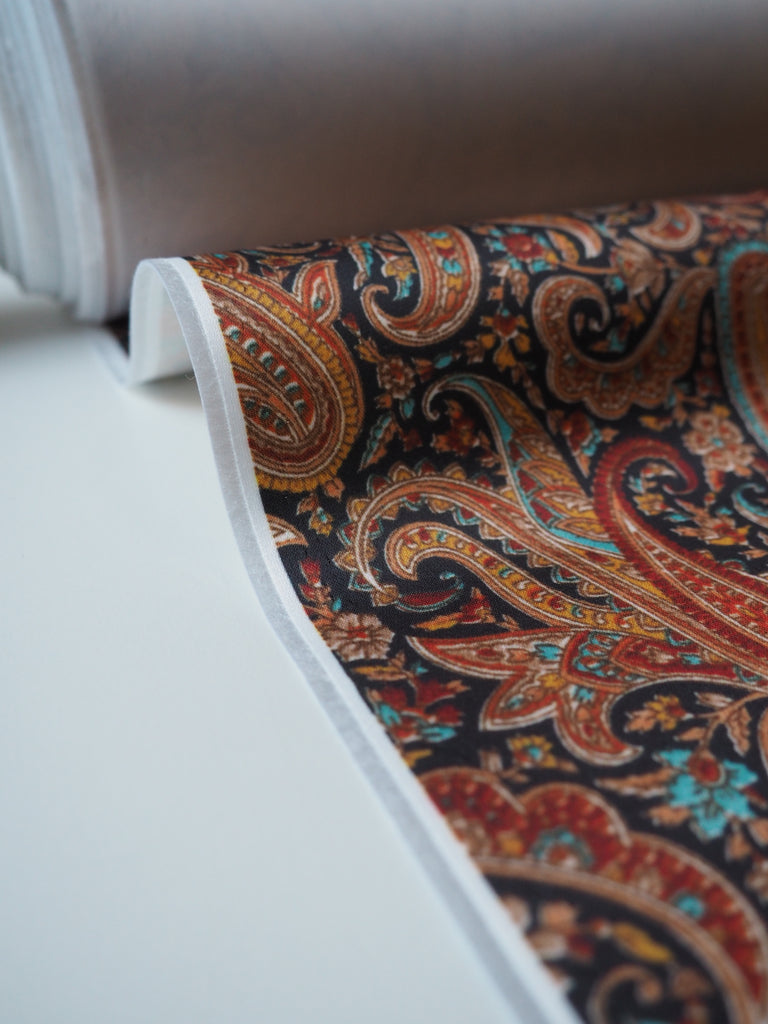 Orange Paisley Heavy Satin