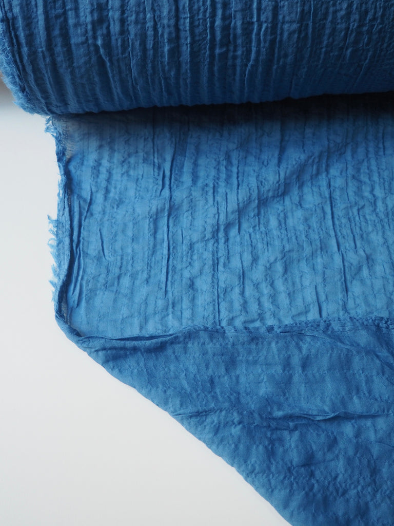 Porcelain Blue Crinkle Viscose Voile