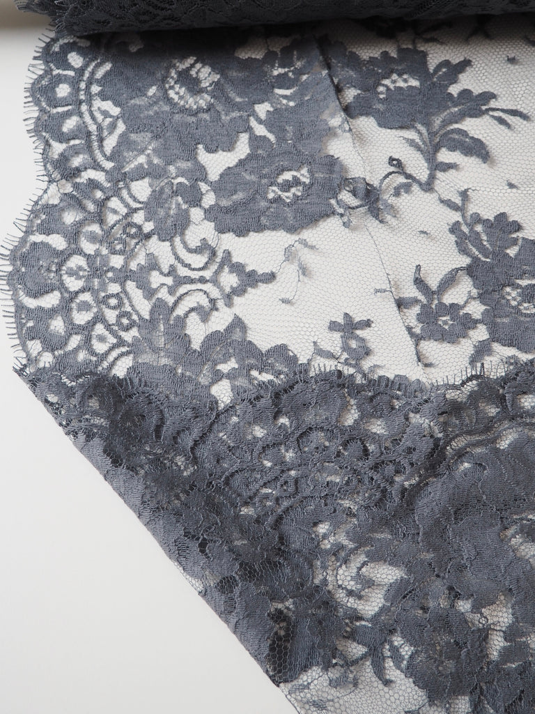 Grey Bloom Scallop Lace