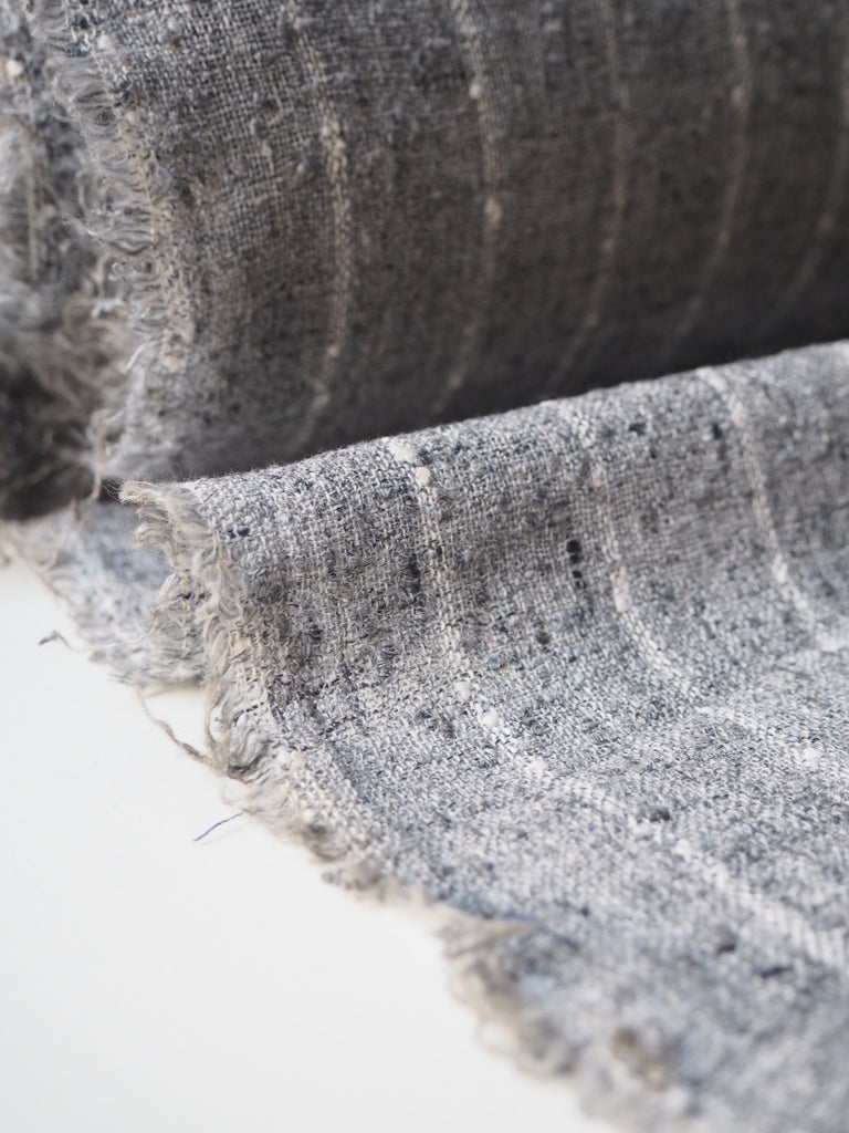 Grey Stripe Linen Bouclé