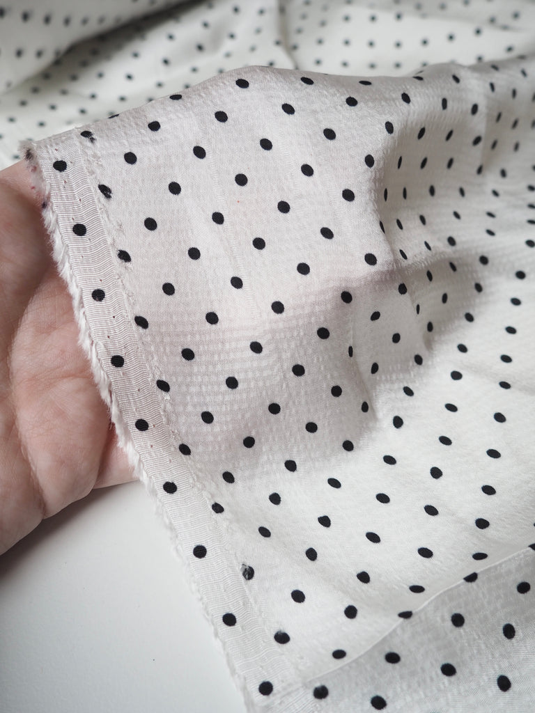 Black & White Polka Dot Hammered Viscose Satin