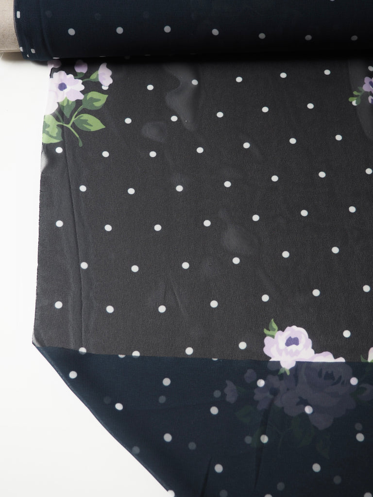 Purple Rose Polka Dot Fine Chiffon