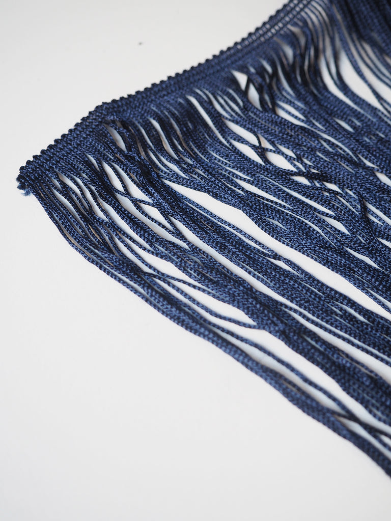 Navy Chainette Viscose Fringe 47cm