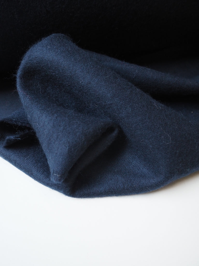 Navy Fleece-backed Wool Crepe