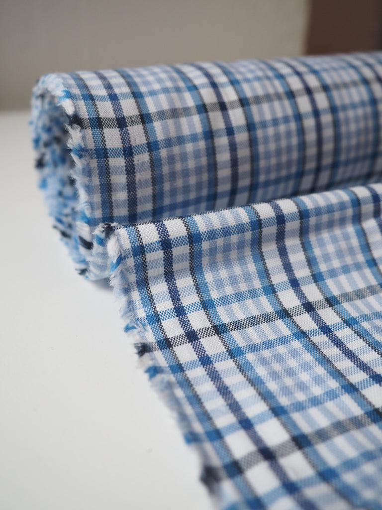 Blue Check Cotton/Viscose