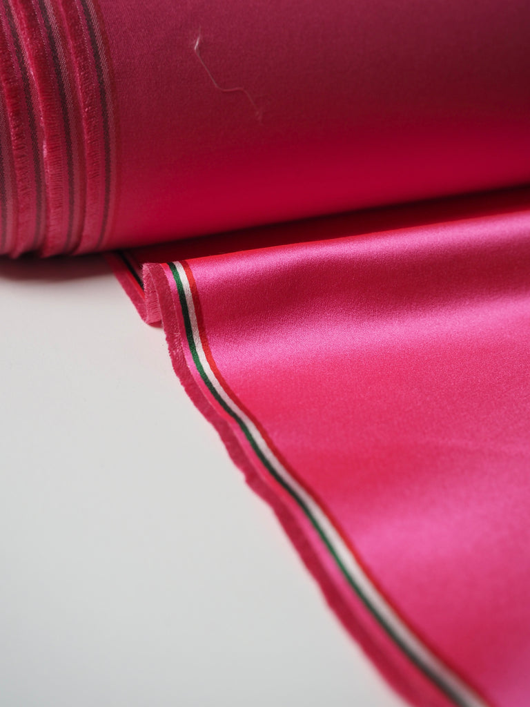 Hot Pink Silk Cotton Duchess Satin