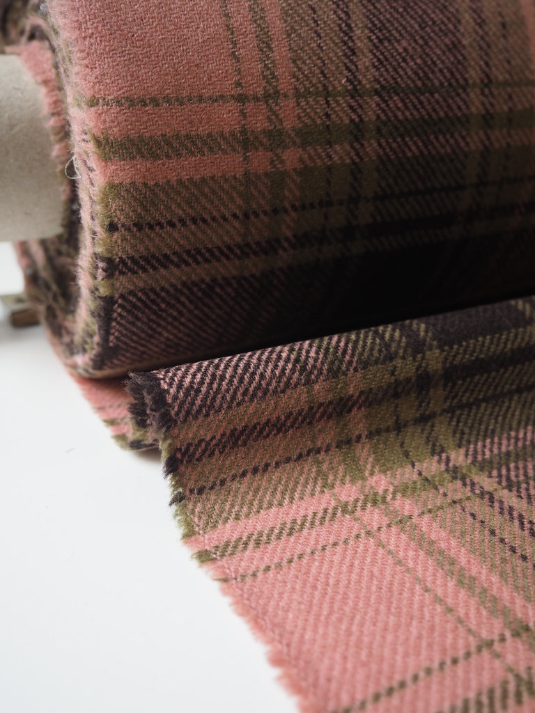 Pink + Olive Check Wool