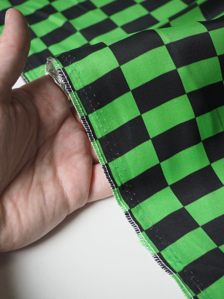 Lime Checkerboard Cotton Sateen