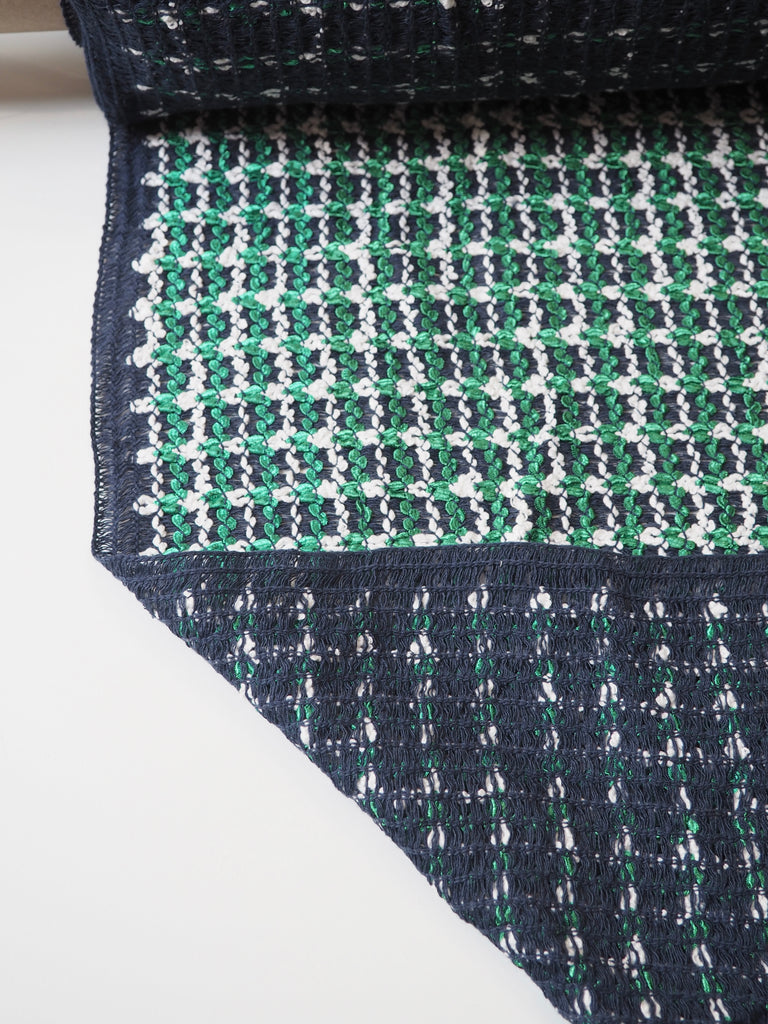 Green + White Loose Weave Tweed