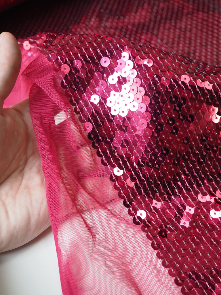 Raspberry Sequin Tulle