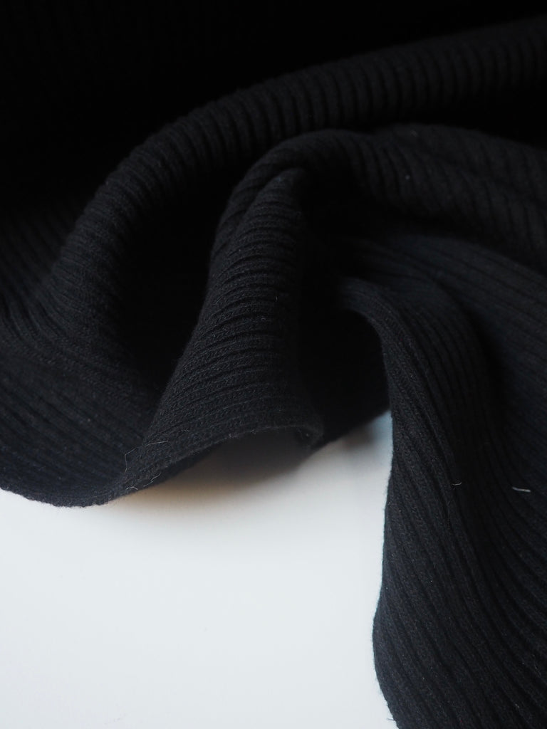 Black Chunky 2x2 Wool Jersey