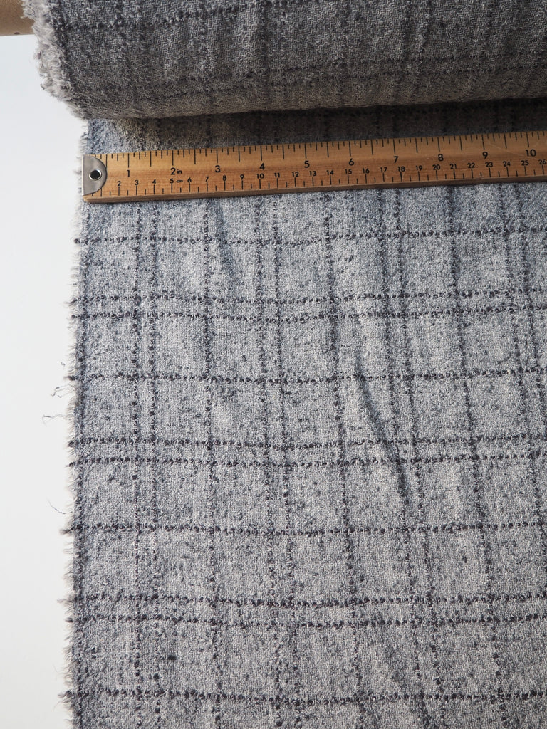 Grey Check Linen Bouclé