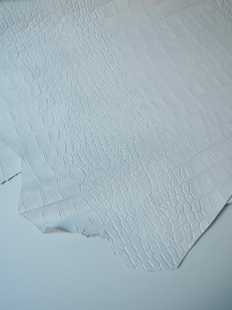 White Embossed Crocodile Calfskin