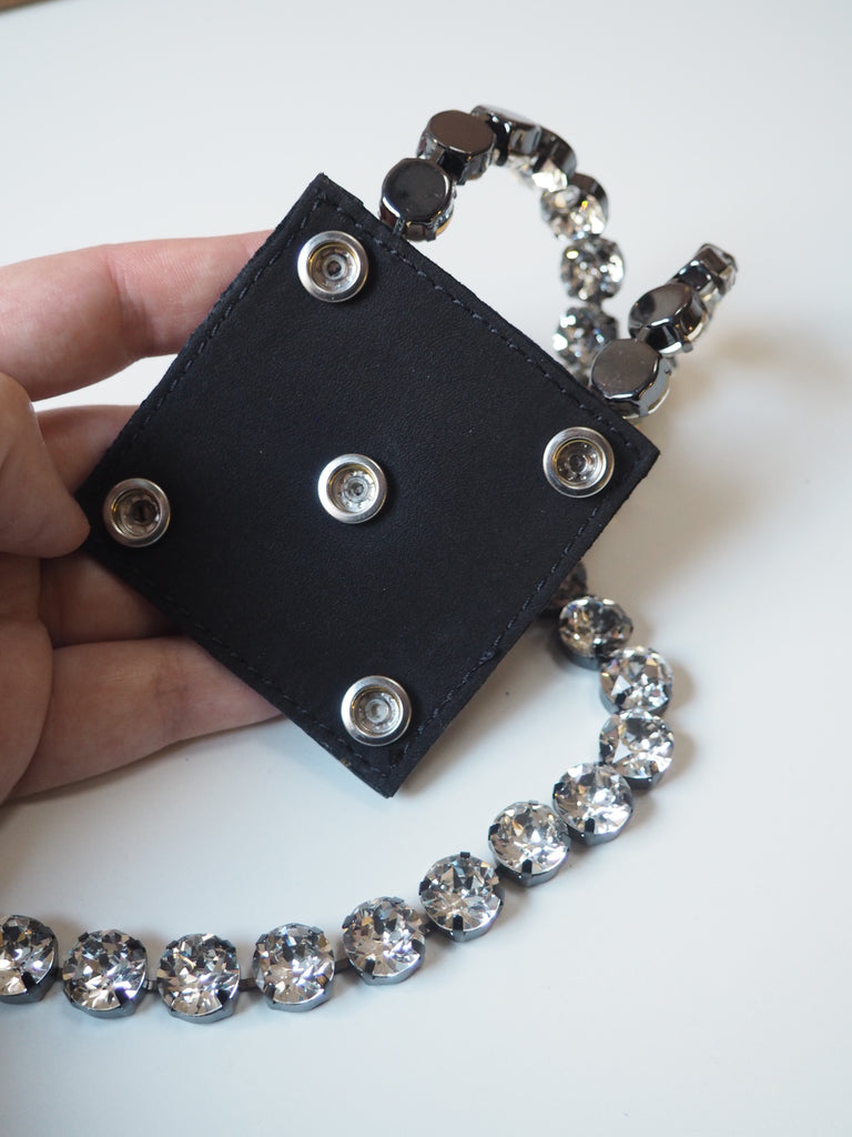Crystal + Black Leather 2 Strand Accessory