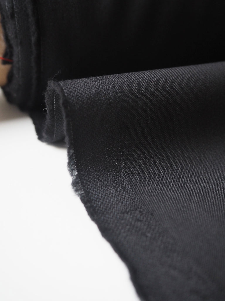 Black Silk Blend Wool Suiting