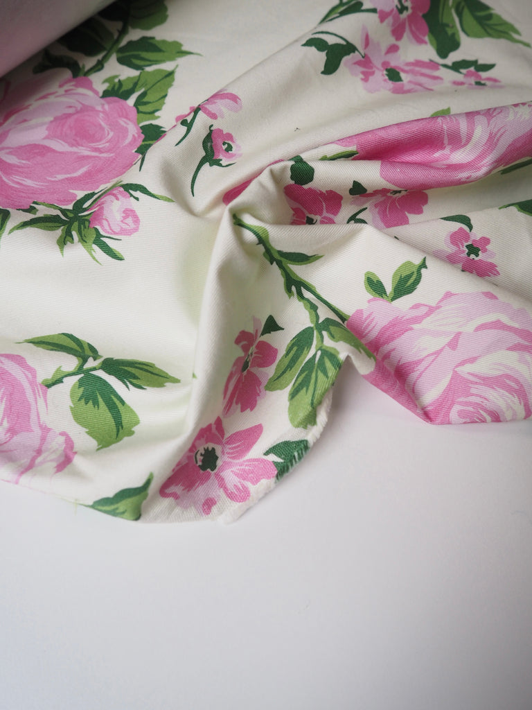 Fresh Rose Bloom Cotton Twill