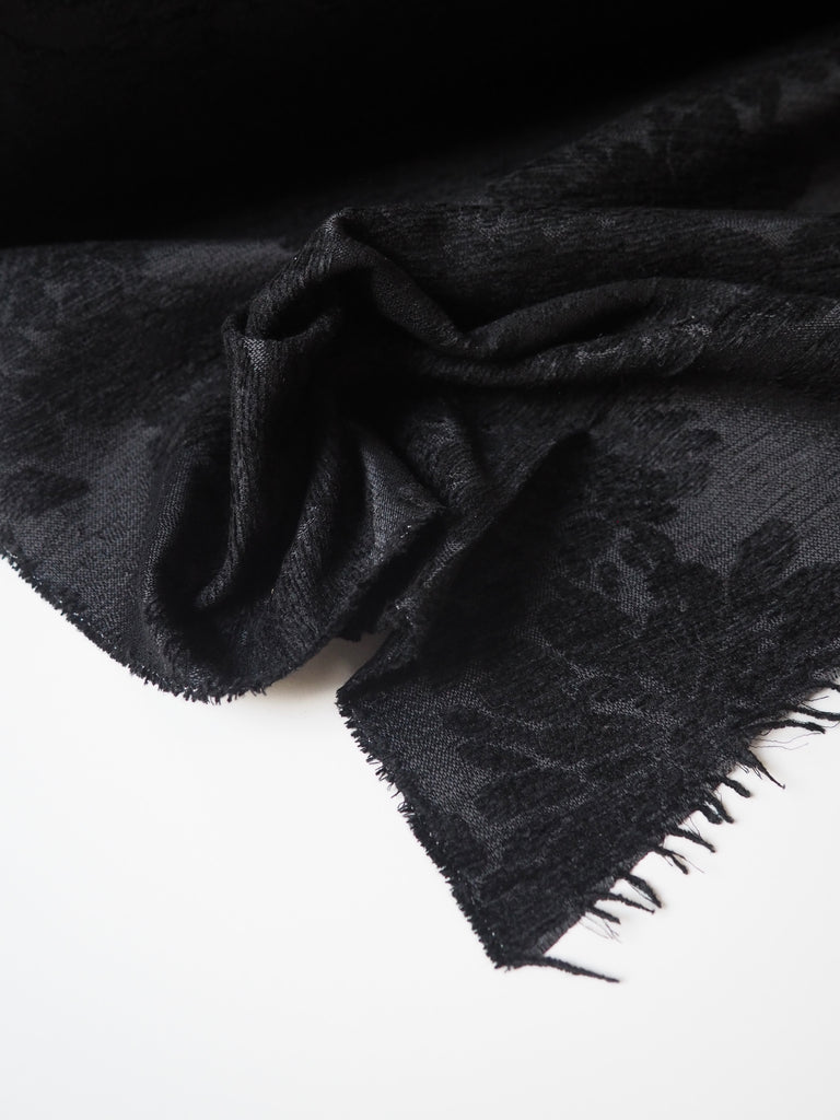 Black Chenille Floral Jacquard