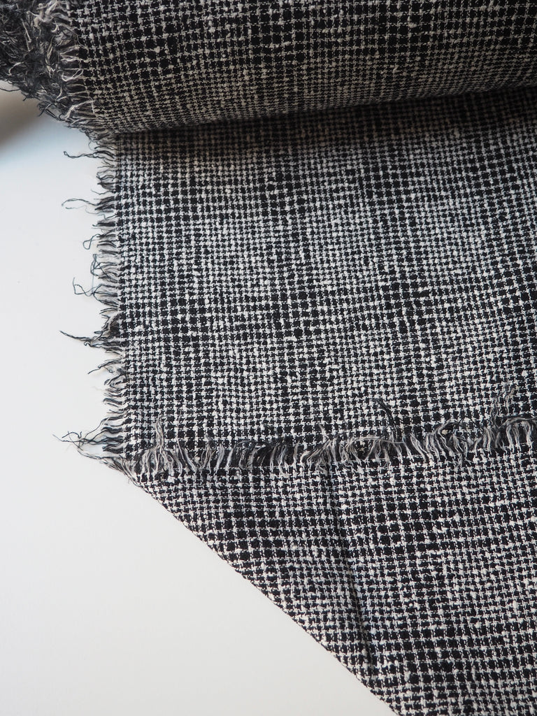 Black + White Check Linen Bouclé