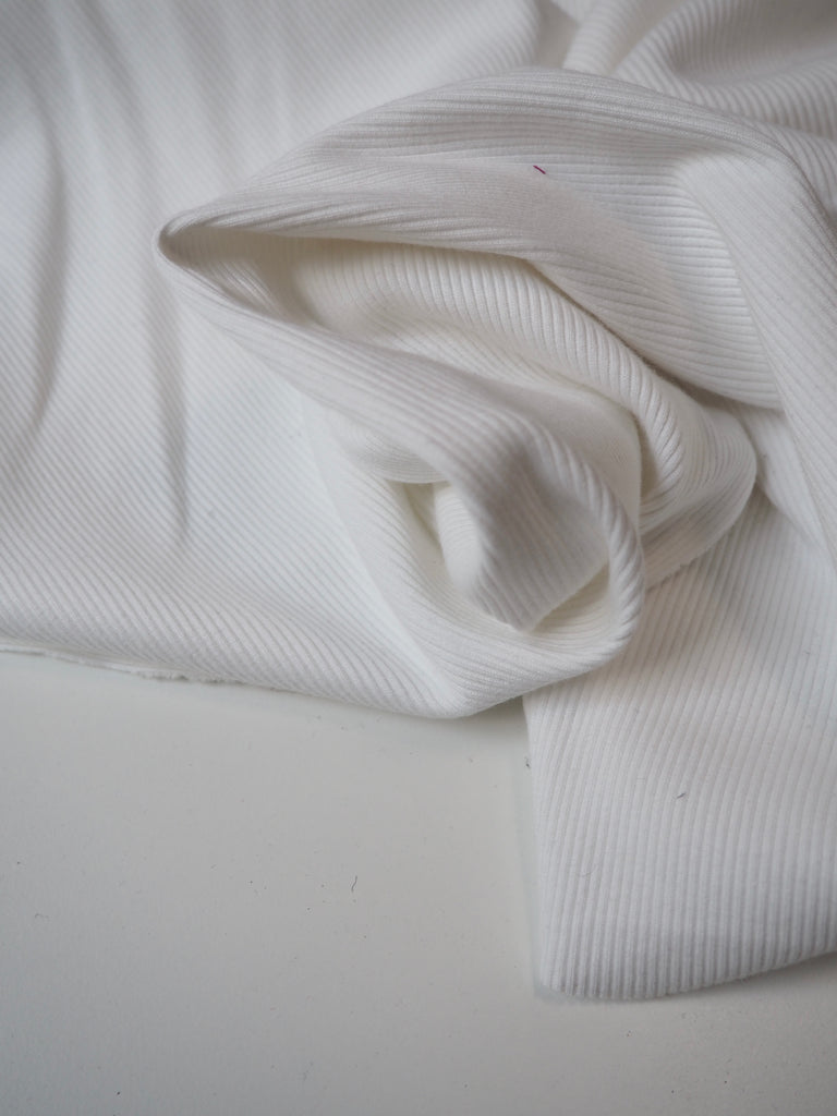 White Cotton 2x2 Rib Jersey