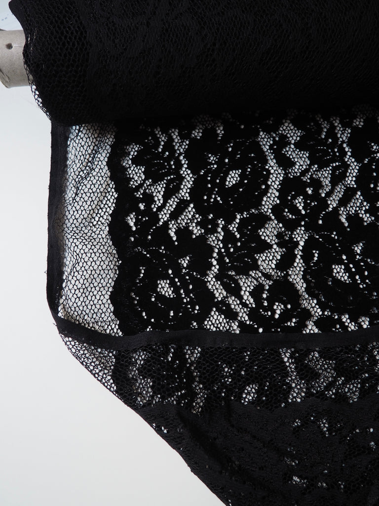 Black Rose Velvet Flocked Lace